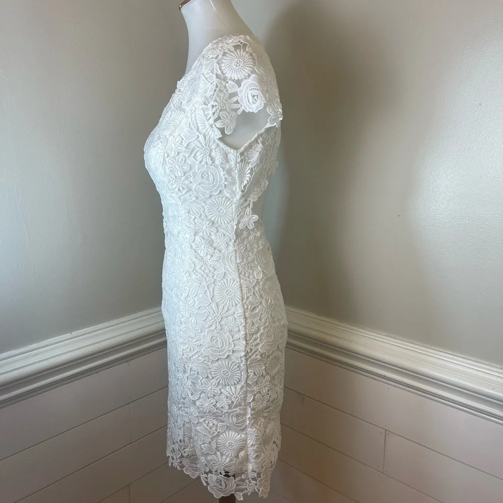 LuLu’s White Floral Lace Open Back Dress M (jrs.) FREE SHIP